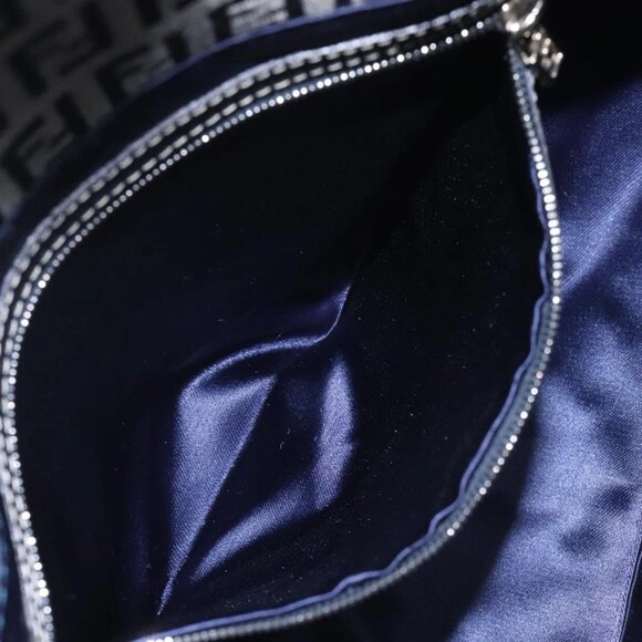 FENDI Zucchino Canvas Mamma Baguette Shoulder Bag Navy Auth 113562V - Picture 13 of 16